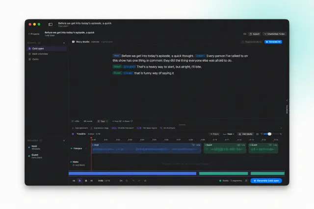 Murmur project workspace for organizing multilingual voiceover drafts on Mac