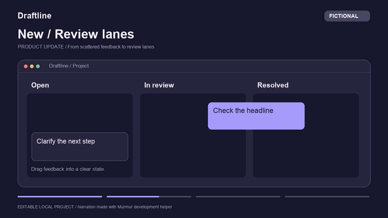 Fictional interface preview for Product update video template